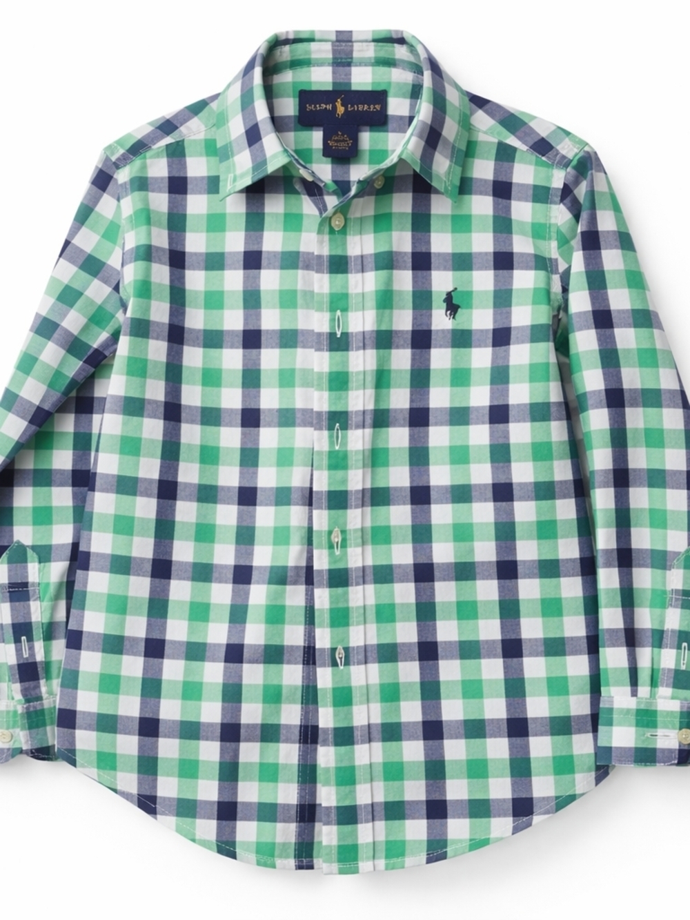 Polo by Ralph Lauren Boys' Green & Navy Check Button-Down Shirt Size 5